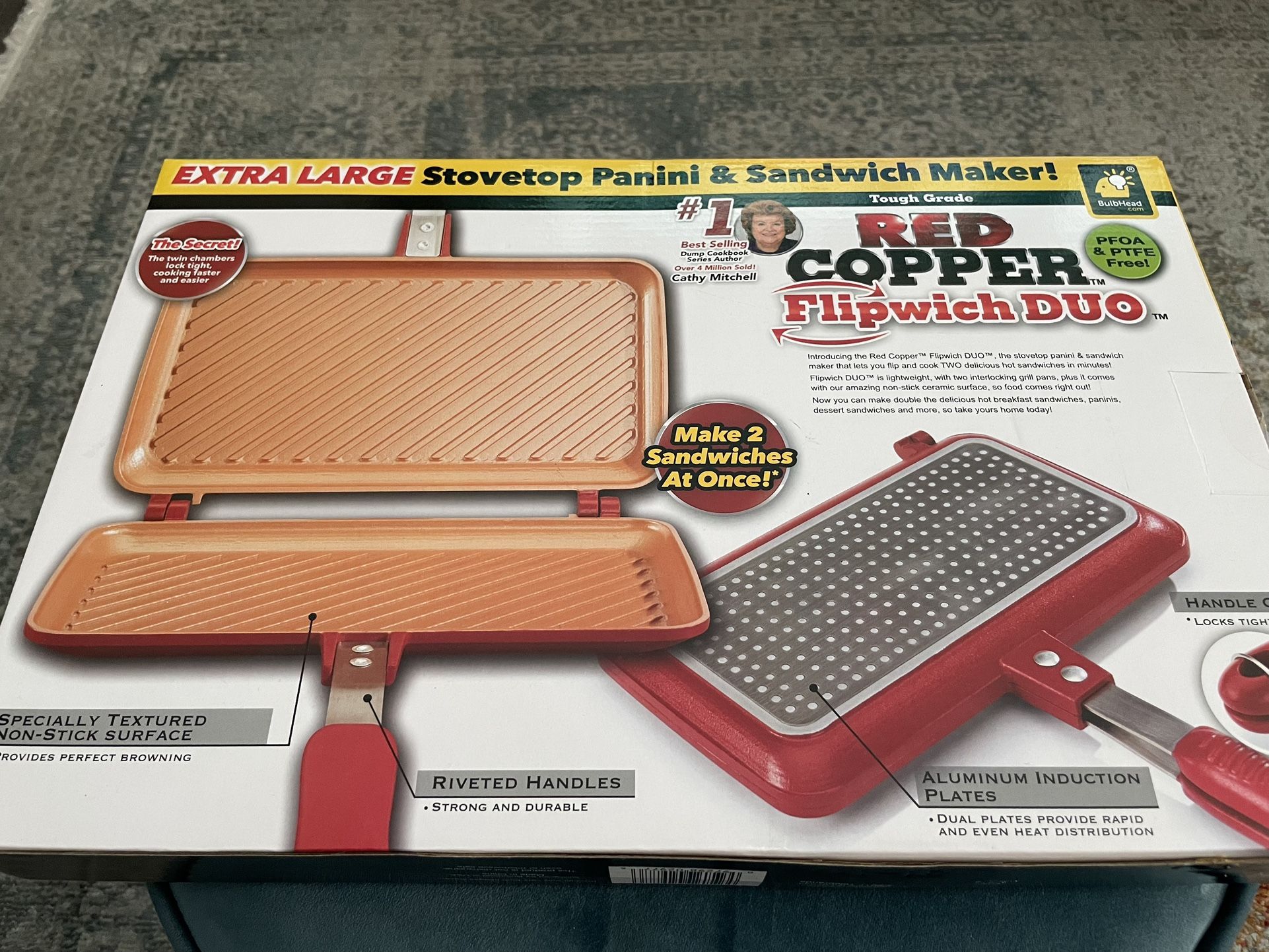 Red Copper Flipwich Do. Stovetop Panini & Sandwich Maker