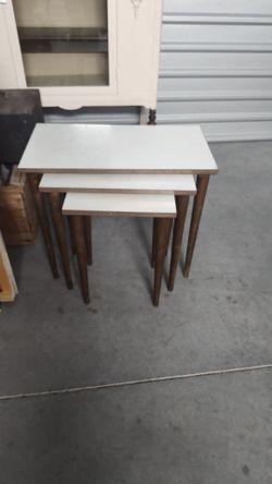 3 Vintage 1960's Mid Century Laminate Stacking Nesting End Tables