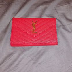 Saint Laurent Classic Monogram Wallet On Chain Matelasse Chevron Leather Small