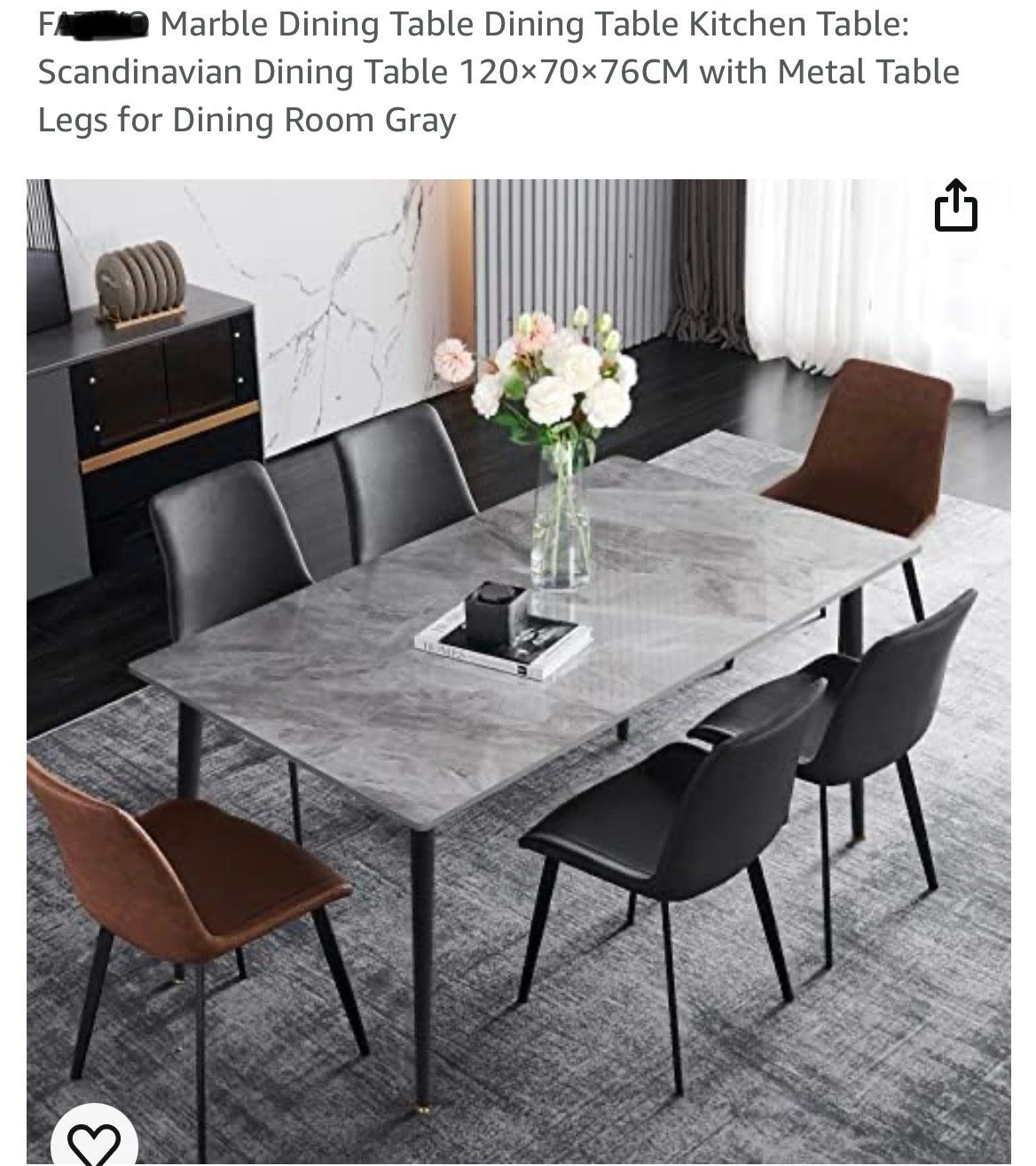  Marble Dining Table Dining Table Kitchen Table: Scandinavian Dining Table 120×70×76CM with Metal Table Legs for Dining Room Gray