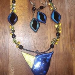 Handmade Necklace With Matching Earrings $15