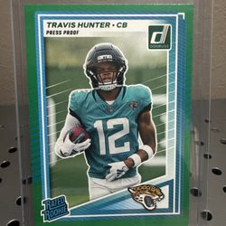 2025 Panini Donruss Rated Rookie Travis Hunter #301 Press Proof Green (RC) Mint