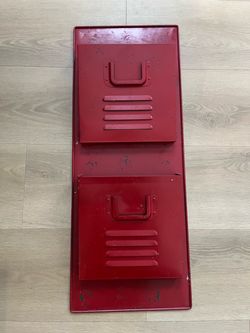 Red Metal Wall-Mount Locker Shelf Unit