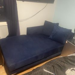 Navy Blue Velvet Chaise Lounge Chair