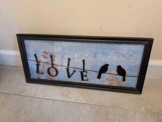 Framed LOVE Birds on a Wire Wall Art