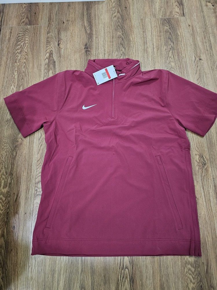 Nike 1/4 Zip Windbreaker Jacket Sideline Coach Jacket FJ9548 Burgundy Men's Sz L NWT