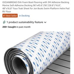 OCEANBROAD EVA Foam Boat Flooring with 3M Adhesive Backing Marine Self-Adhesive Decking 48''x16.8'' Faux Teak Sheet fo
