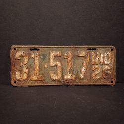 1926 Indiana License Plate