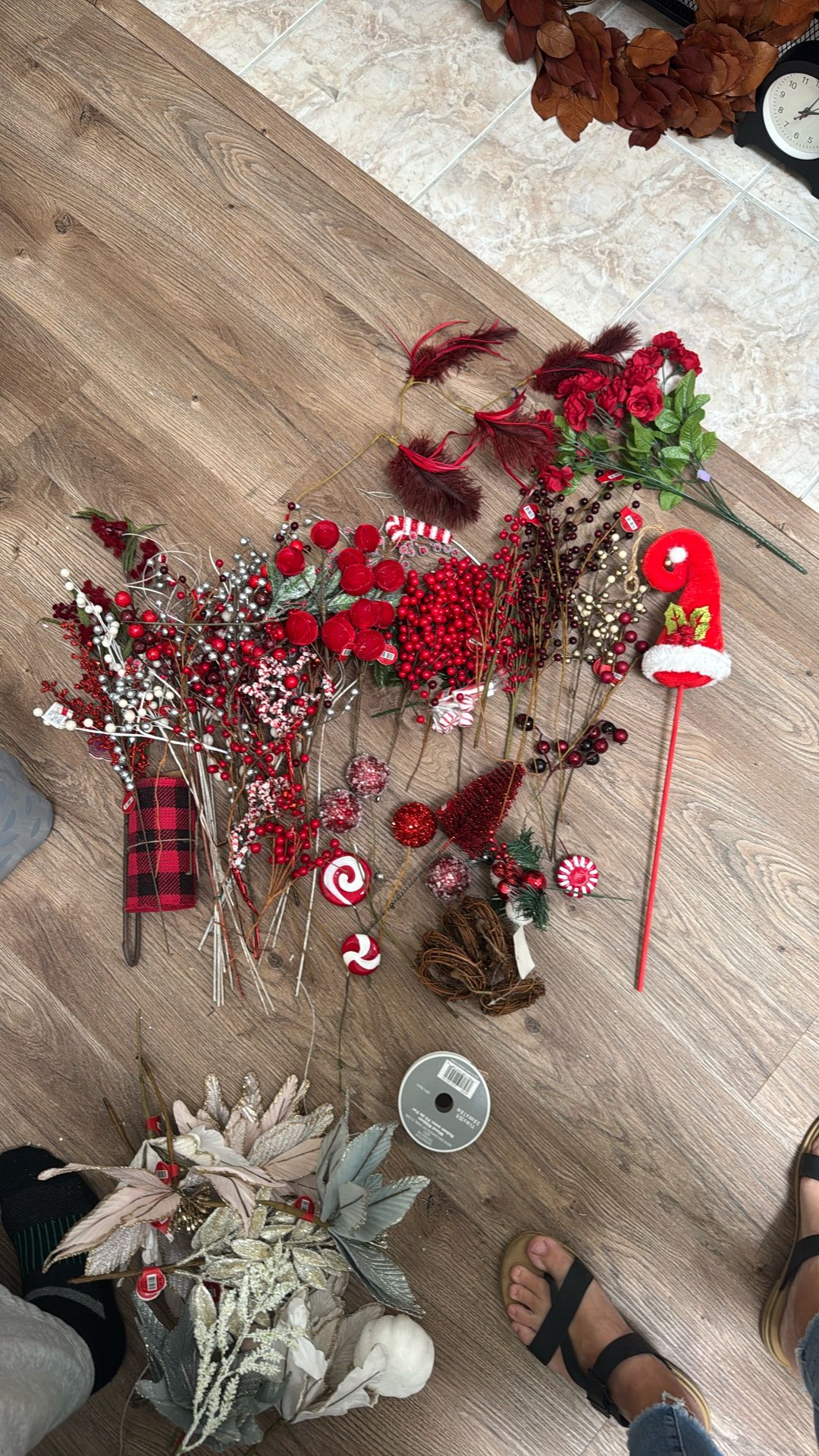 Christmas Floral Picks Crafts Wreath Red - New And Used