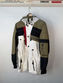 Vintage Obermeyer Double Diamond Hooded Ski Jacket Mens Large Olive White Black