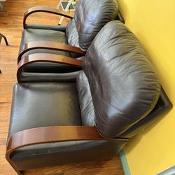 Leather Armchairs - Pair