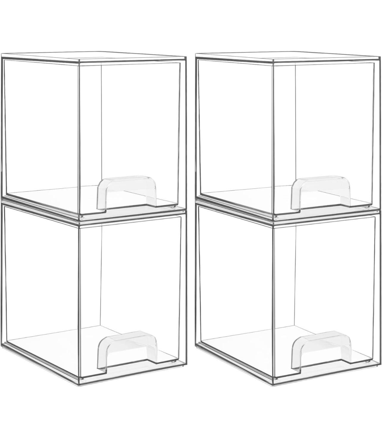 Storage Drawers, Plastic Organizer ( 4 Pack)