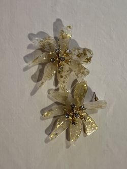 Gold Flower Statement Earrings