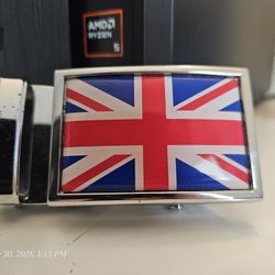 Belt Buckle/Metal "Union Jack" United Kingdom Flag Design