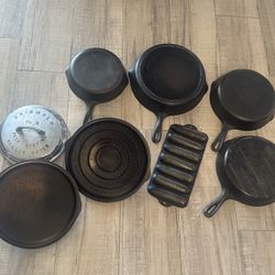 Rare Cast Iron Skillets And Lids 
