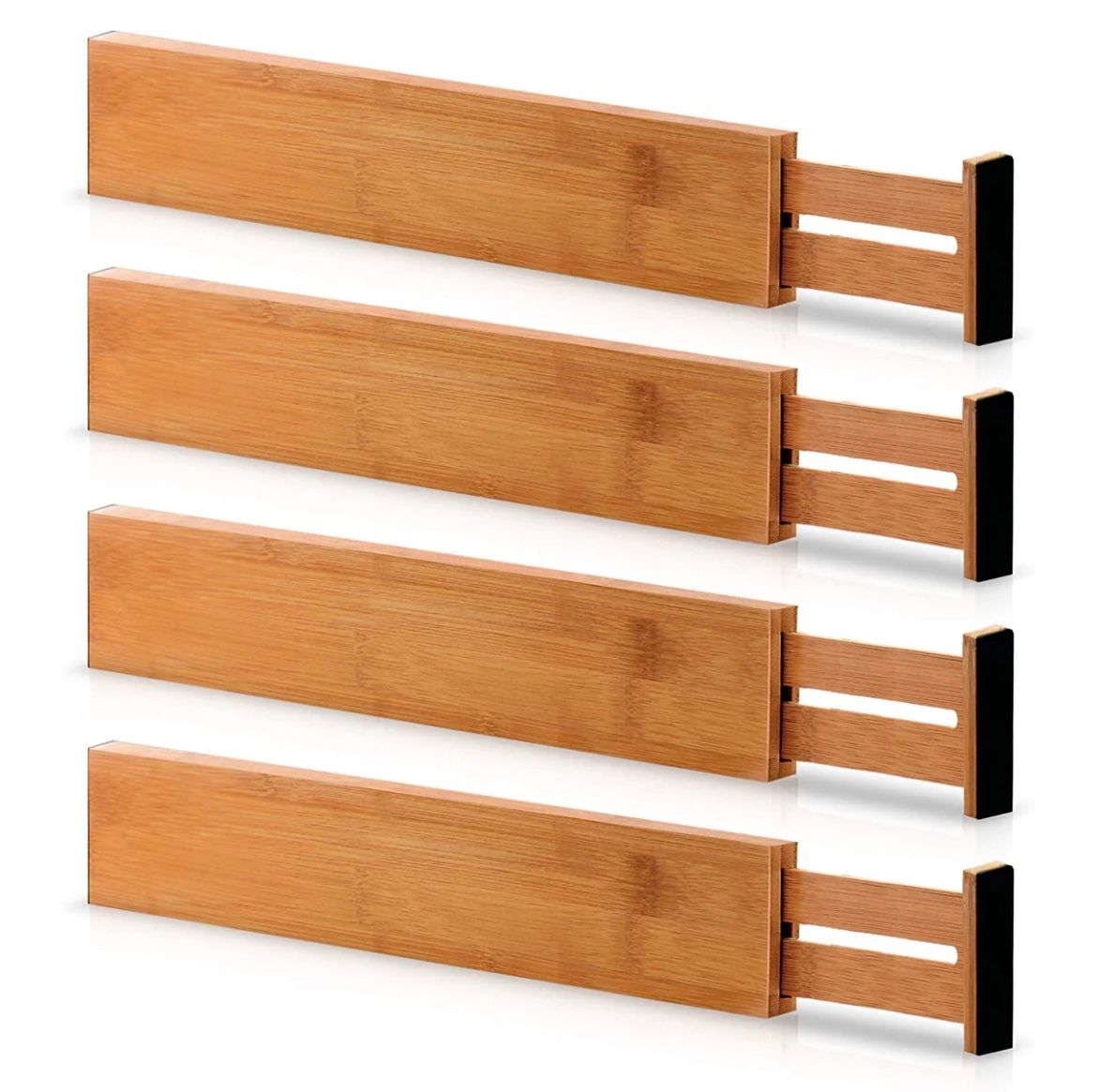 Small Adjustable Bamboo Drawer Organizer (4-Pack)