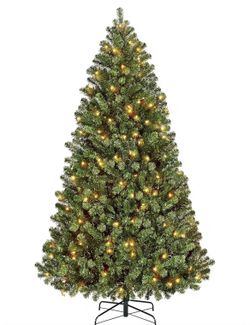 6Ft Pre-lit Spruce Artificial Hinged Christmas Pine Tree Prelighted Holiday Xmas Tree