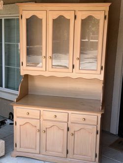 Large heavy duty, China cabinet 86 inches tall all one piece
