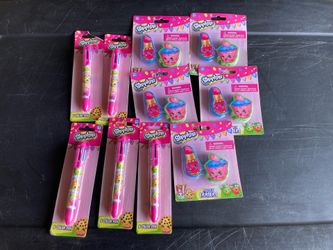 Shopkins erasers and pens