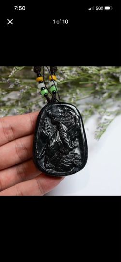 Certificate JADEITE Jade black lucky Tiger Pendant