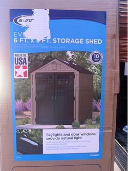 Suncast 6 ft. W x 5 ft. D Plastic Resin Storage Shed with Floor (34 sq. ft.) in Dark Taupe (Gray)