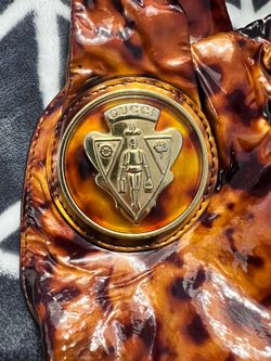 Gucci Leopard Tortoise Shell Patent Leather Large Hysteria Bag MSRP $3400