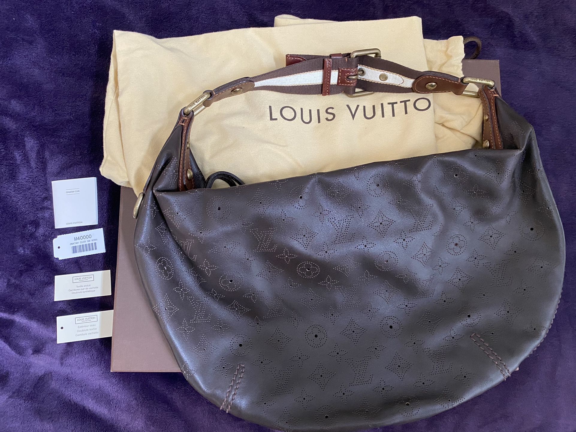 Louis Vuitton Onatah Cuir Moka Leather GM Bag