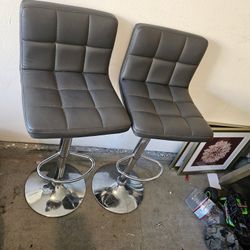 Set of 2 Adjustable Black Bar Stools