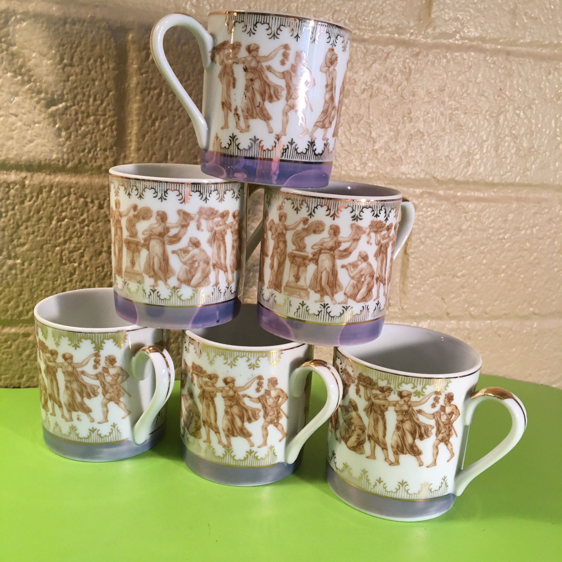 Set of 6 Ceramic coffee mugs - Mid century collectible