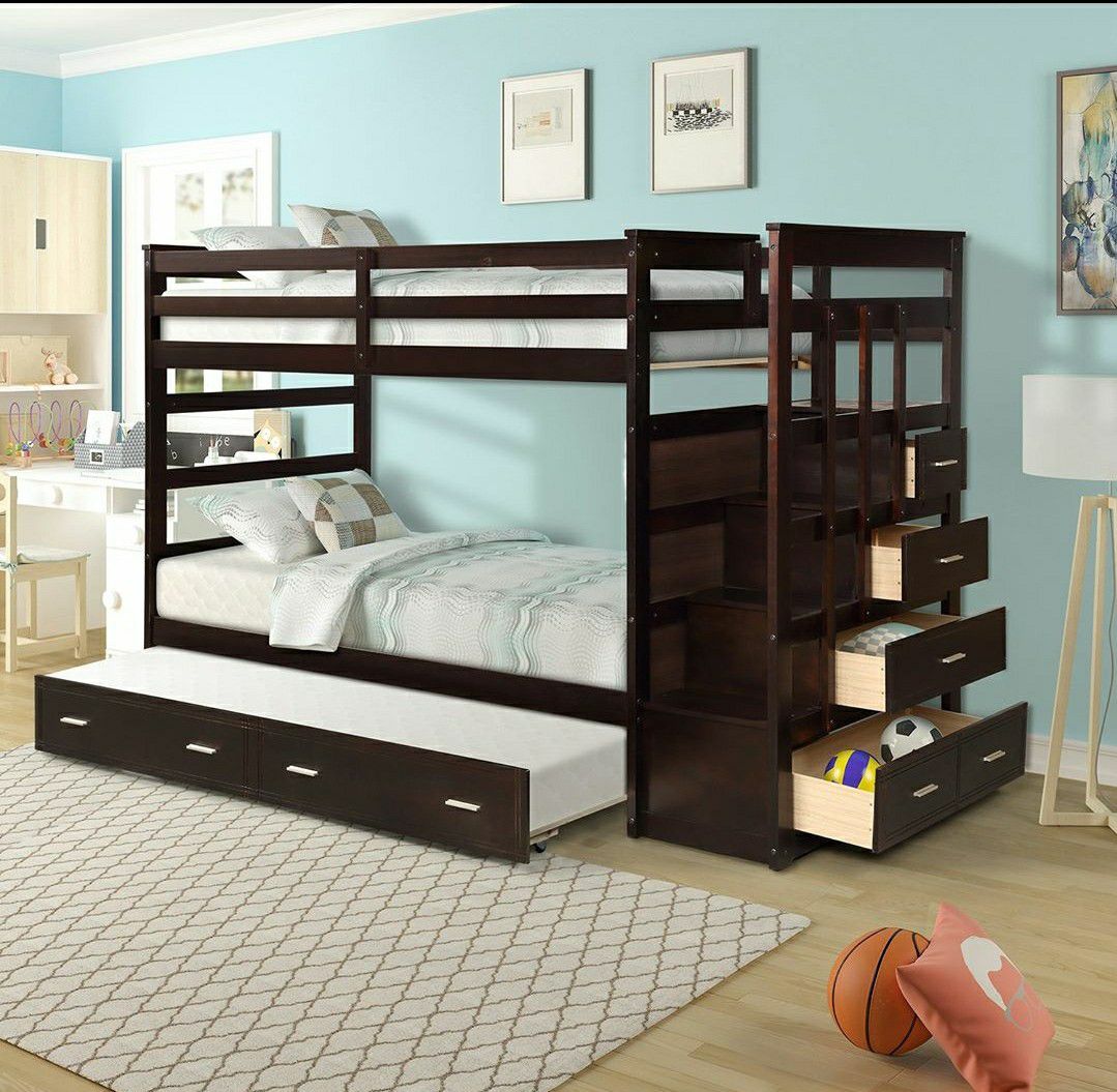 Wood twin over twin bunk bed