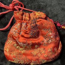 Red Satin Bags: Floral Pattern 