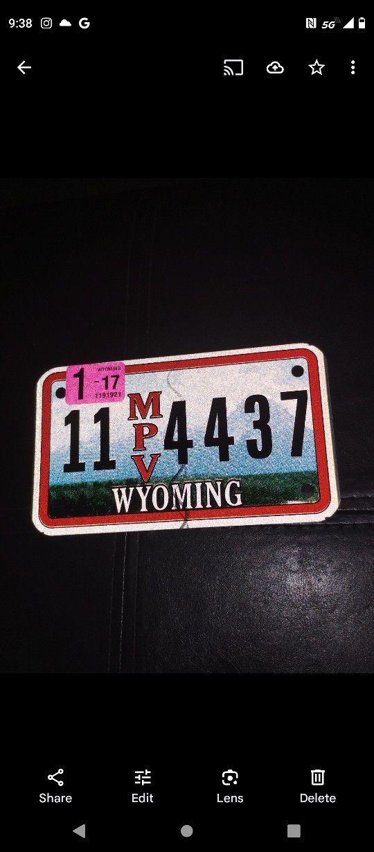 Wyoming Retired Motorcycle License Plate ATV/motorcycle 