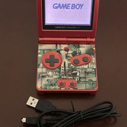 Nintendo GameBoy Advance SP #AGS-001 GBA FLAME RED CONSOLE. NEW BATTERY & CHARGING CHORD!!!😎 