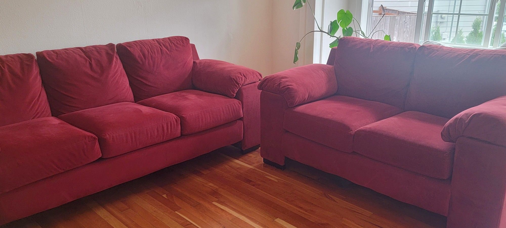 Red sofa+ loveseat