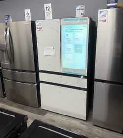 Samsung - Bespoke 23 Cu Ft Counter Depth Four Door Refrigerator With AI Family Hub + & Auto Open Doors - White Glass ✨