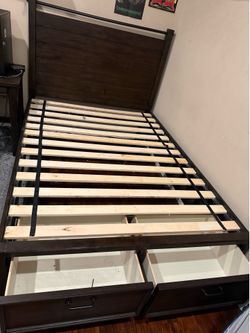 Full Size Bed Frame with Drawers