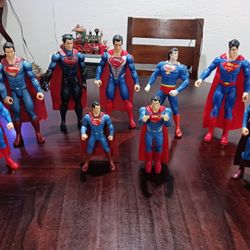 SUPERMAN DC COMICS action figures set collection.  Good Condition.  ( 4- 12 inches),  ( 3- 10 inches),  ( 1- 8 inches),  ( 1- 7 inches ).