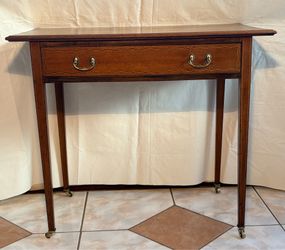 Elegant Antique Writing Desk with Original Brass Casters