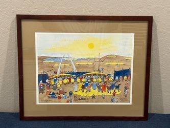 KEN LISBOURNE - Inupiat Artist Signed Lithograph "Eskimo Dance" 2008