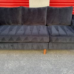 Black Velvet Sofa, Couch ( Pick Up Only ) 