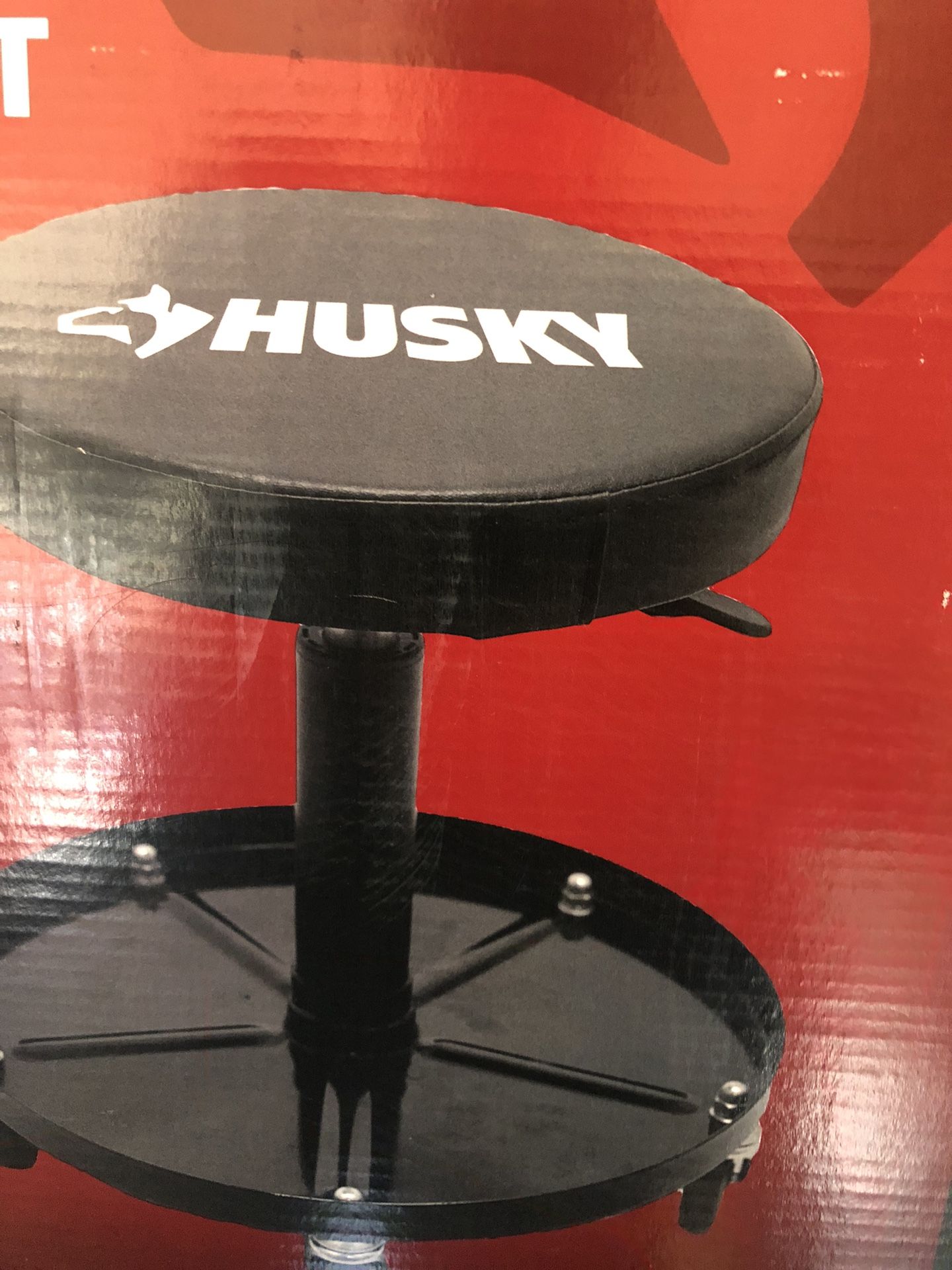 Husky Pneumatic Adjustable Creeper Seat with 15 in. Tool Storage Tray