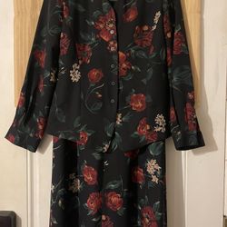 Ladies 2-piece Skirt Set - Size 8 - Black Floral