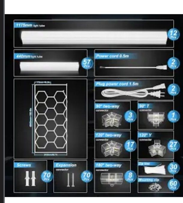 led hexagon lights for ceiling