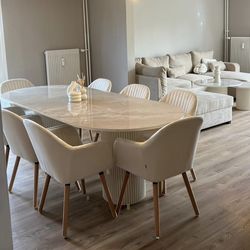 Mesa de Comedor/ Mesa con Sillas/ 4 Sillas/ 6 Sillas/ Mesas Blanca/Beige - Entrego de Mismo Día - No Se Ocupa Crédito - Planes de pago con 0 Interés