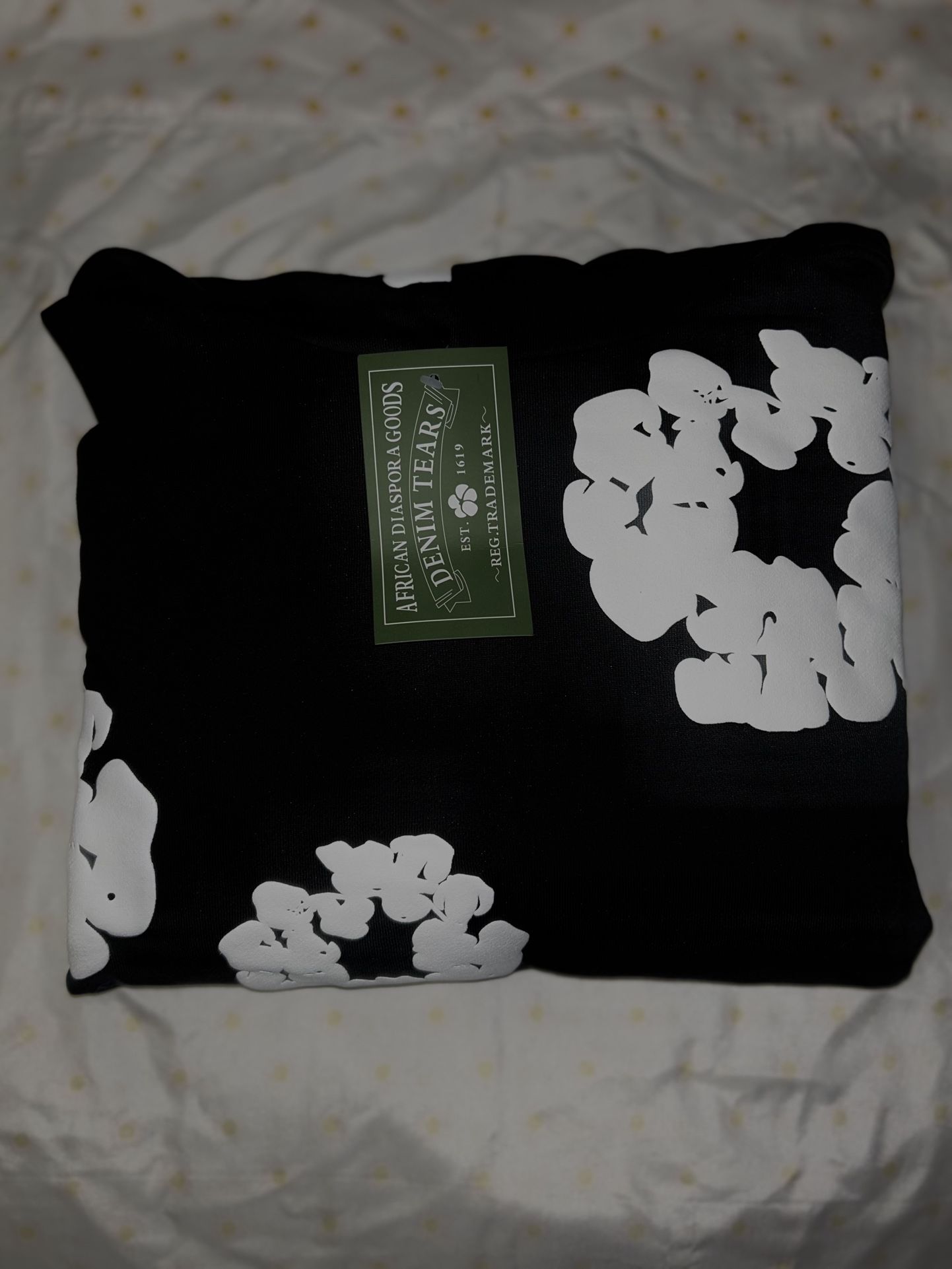 Black and white denim tear sweater