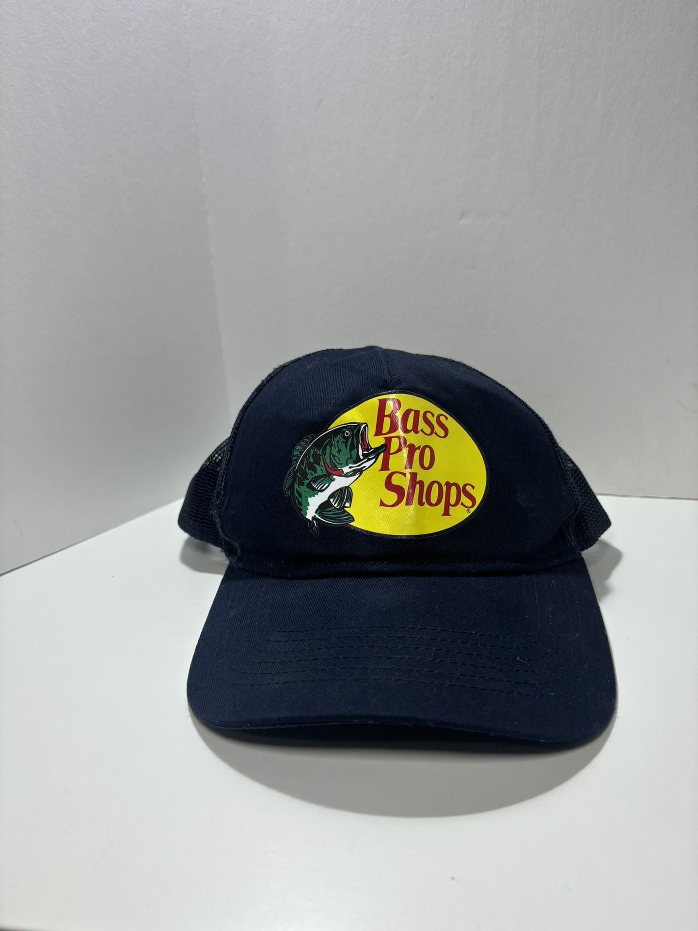 Bass Pro Shops Logo ~ Mesh Snapback Hat Fishing Outdoors ~ Navy Blue ~