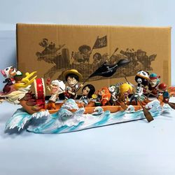 One Piece Luffy Zoro animation peripheral small dragon boat crew straw hat model figure decoration ornament gift