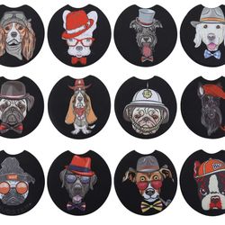 12 Pack Car Coasters for Cup Holders – Cute Absorbent Ceramic Car Accessories for Women Interior, Coaster Set for Drinks with Finger Notch, Stylish Cu