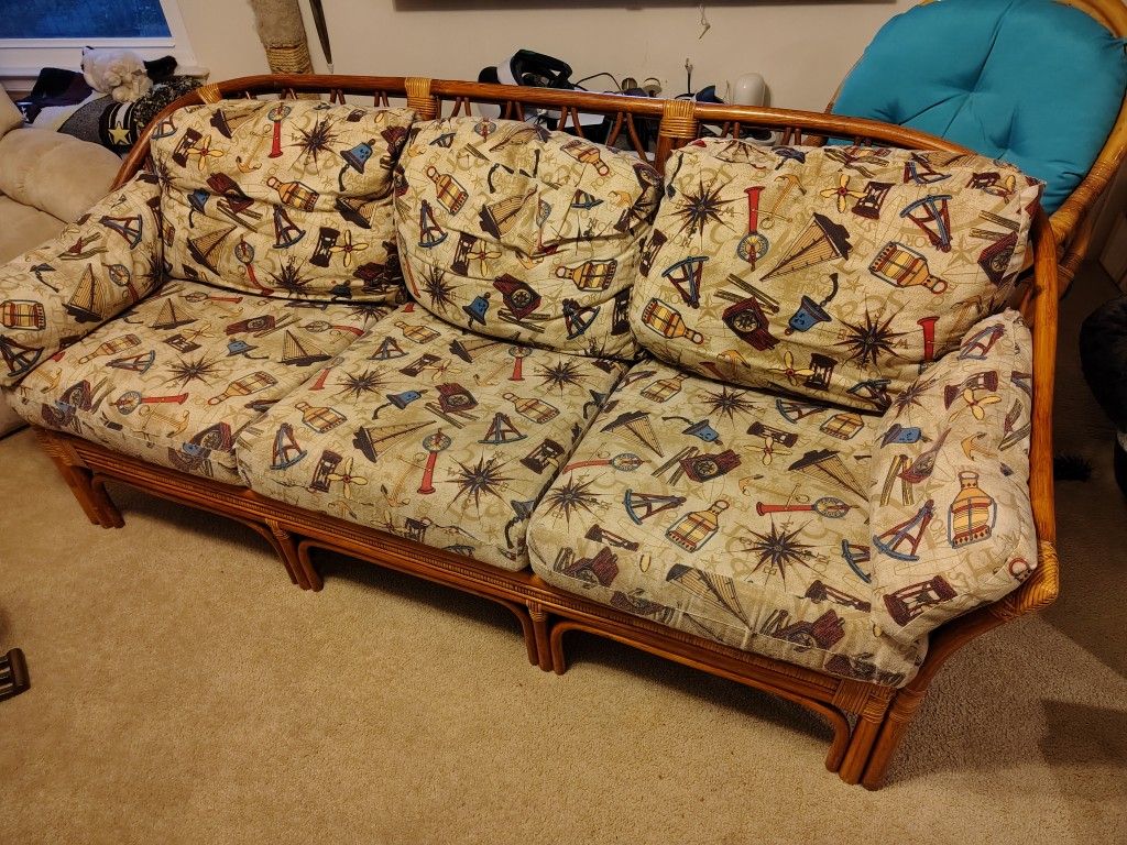 Sofa/couch And matching Chair bamboo Set