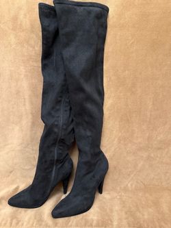Colin Stuart Black Suede Over-the-Knee Heeled Boots- size 7